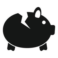 Broken piggy bank symbolizing financial loss and bankruptcy vector