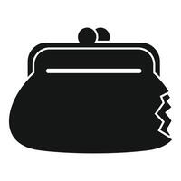 Old broken empty purse symbolizing poverty vector