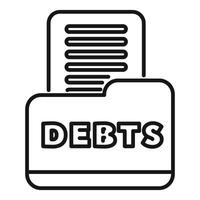 Debt folder containing financial documents icon vector