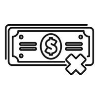 Dollar banknote with a cross over representing refused payment vector