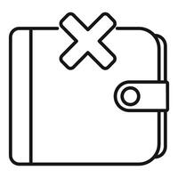Wallet with cross mark showing the concept of no transaction vector