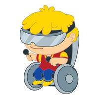Cartoon boy playing video game using vr goggles and controllers vector