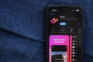 KYIV, UKRAINE - JUNE 20, 2024 Whee is instagram-like application for asian smartphone users for sharing photos between friends