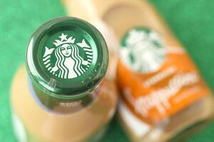 KYIV, UKRAINE - APRIL 20, 2024 Starbucks Frappuccino Coffee Drink. Seattle based Starbucks is the largest coffeehouse company in the world, with over 20,000 stores photo
