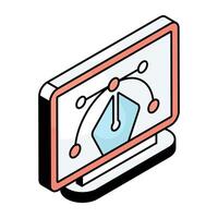 Pen with nodes, bezier tool icon vector