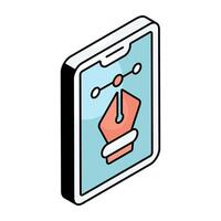 Pen with nodes, bezier tool icon vector
