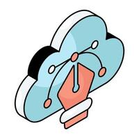 Pen with nodes, bezier tool icon vector