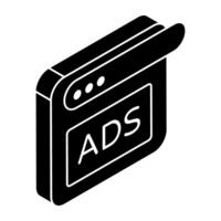 Conceptual flat design icon of web ad vector