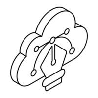 Pen with nodes, bezier tool icon vector