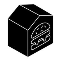 A colored design icon of burger box vector