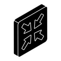Editable design icon of inward arrows vector