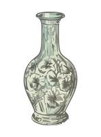 Decorative urn with ornate flower design sketch icon isolated vector