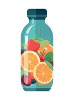 Fresh citrus cocktail in organic summer jar icon isolated vector