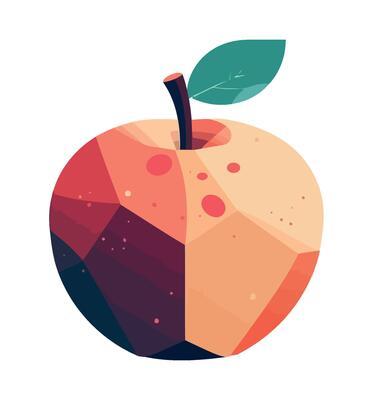 Juicy ripe apple abstract style icon isolated