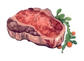 Freshly grilled pork chop on organic leaf icon isolated vector