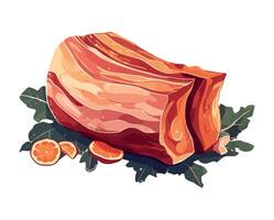 Freshly cooked pork bacon slice for lunch icon isolated vector