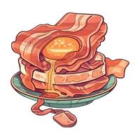 Stack of bacon with honey and bread icon isolated vector