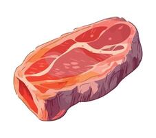 Grilled pork chop, juicy and delicious meal icon isolated vector