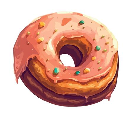 Sweet donut with chocolate icing cream icon isolated