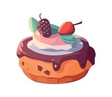 Cute cartoon cupcake with fresh berry decoration icon isolated vector