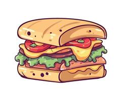 Grilled sandwich with cheese and tomato icon isolated vector