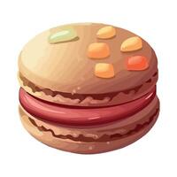 Stack of cute macaroons with decoration icon isolated vector
