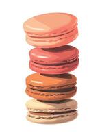 Freshly baked macaroons in a circle shape icon isolated vector