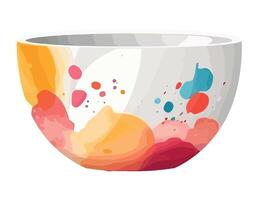 Abstract colored pottery bowl icon isolated vector