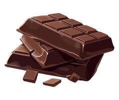 Dark chocolate stack on white background icon isolated vector