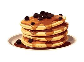 Stack of pancakes with syrup and berries. illustration vector