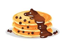 Stack of pancakes with syrup and butter. illustration vector