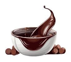 splashing chocolate sauce in a bowl icon isolated vector