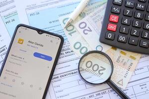 TERNOPIL, UKRAINE - AUGUST 3, 2023 Alior application on screen on modern smartphone. Official app of famous polish bank photo