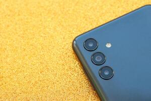 KYIV, UKRAINE - 4 MAY, 2023 Samsung Galaxy A04 Android smartphone has 6.5-inch PLS LCD panel with Infinity-V design photo