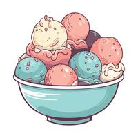bowl with ice cream scoops cold dessert icon isolated vector
