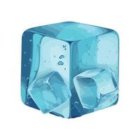 Transparent ice cube with shiny frost reflection icon isolated vector