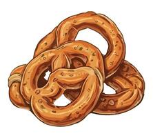 Twisted pretzel icon, baked for crunchy refreshment icon isolated vector