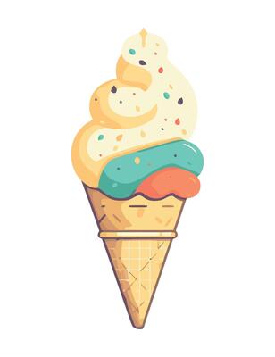 Sweet ice cream cone with topping icon isolated