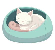 Cute kitten playing with toy ball illustration icon isolated vector