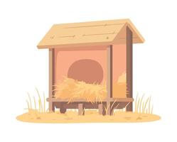 Cute cartoon hut on grassy meadow backdrop icon isolated vector