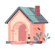 Cute cartoon dog hut home icon isolated vector