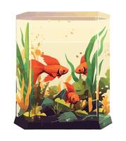 Cute goldfish swims in underwater world icon isolated vector