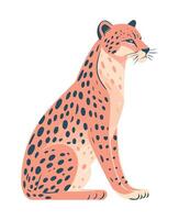 Spotted cheetah sitting in nature, looking dangerous icon isolated vector