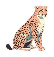 Spotted cheetah sitting, looking cute on plain savannah icon isolated vector