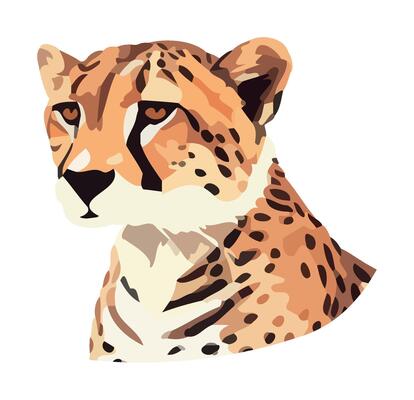 Spotted cheetah, fast hunter of the wild icon isolated