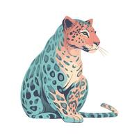Spotted cheetah sitting, looking icon isolated vector