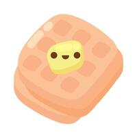 waffle kawaii food icon isolated vector