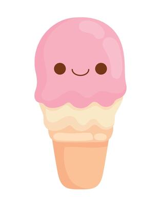 ice cream cone kawaii food icon isolated