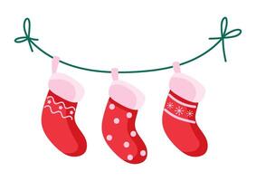 christmas garland with socks illustration isolated vector