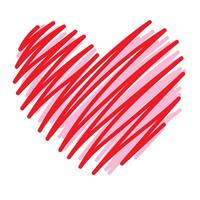 scribbled heart red illustration isolated vector